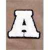 imageSOLY HUX Girls Casual 2 Piece Outfits Color Block Letter Varsity Jacket and Pleated Skirt SetKhaki Letter