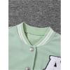 imageSOLY HUX Girls Casual 2 Piece Outfits Color Block Letter Varsity Jacket and Pleated Skirt SetMint Green Letter