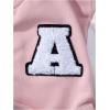imageSOLY HUX Girls Casual 2 Piece Outfits Color Block Letter Varsity Jacket and Pleated Skirt SetPink Letter
