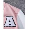 imageSOLY HUX Girls Casual 2 Piece Outfits Color Block Letter Varsity Jacket and Pleated Skirt SetPink Letter