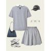 imageSOLY HUX Girls Pleated Skirt Set Short Sleeve Collared T Shirt and Skirts 2 Piece Outfits Preppy ClothesGrey Letter