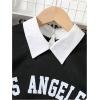 imageSOLY HUX Girls Sweatsuit Letter Graphic Collared Long Sleeve Sweatshirt Pleated Skirts Fall 2 Piece OutfitsBlack Letter