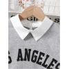 imageSOLY HUX Girls Sweatsuit Letter Graphic Collared Long Sleeve Sweatshirt Pleated Skirts Fall 2 Piece OutfitsLight Grey