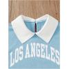 imageSOLY HUX Toddler Girls Skirt Sets 2 Piece Letter Graphic Outfits Contrast Collar Long Sleeve Sweatshirt and Pleated SkirtLight Blue Letter
