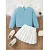 imageSOLY HUX Toddler Girls Skirt Sets 2 Piece Letter Graphic Outfits Contrast Collar Long Sleeve Sweatshirt and Pleated SkirtLight Blue Letter