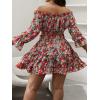 imageSOLY HUX Womens 2 Piece Outfits Plus Size Floral Print Off Shoulder Crop Top and Ruffle Hem Skirt SetMulticoloured