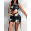imageSOLY HUX Womens 2 Piece Outfits Tie Dye Ripped Sleeveless Crop Tank Tops and Bodycon Mini Skirt SetBlack and White Tie Dye