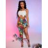 imageSOLY HUX Womens Butterfly Print Split Ruched High Waist Sexy Bodycon Midi Skirt Multicolor M