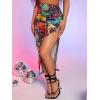 imageSOLY HUX Womens Butterfly Print Split Ruched High Waist Sexy Bodycon Midi Skirt Multicolor M