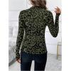 imageSOLY HUX Womens Leopard Print Tops Mock Neck Long Sleeve Going Out Tops Y2K Fitted Shirt Mesh Cheetah Print TopArmy Green Leopard