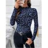 imageSOLY HUX Womens Leopard Print Tops Mock Neck Long Sleeve Going Out Tops Y2K Fitted Shirt Mesh Cheetah Print TopBlue Leopard