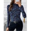 imageSOLY HUX Womens Leopard Print Tops Mock Neck Long Sleeve Going Out Tops Y2K Fitted Shirt Mesh Cheetah Print TopBlue Leopard
