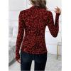 imageSOLY HUX Womens Leopard Print Tops Mock Neck Long Sleeve Going Out Tops Y2K Fitted Shirt Mesh Cheetah Print TopBurgundy Leopard