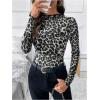 imageSOLY HUX Womens Leopard Print Tops Mock Neck Long Sleeve Going Out Tops Y2K Fitted Shirt Mesh Cheetah Print TopGrey Leopard