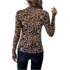 imageSOLY HUX Womens Leopard Print Tops Mock Neck Long Sleeve Going Out Tops Y2K Fitted Shirt Mesh Cheetah Print TopMulticoloured Leopard