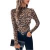 imageSOLY HUX Womens Leopard Print Tops Mock Neck Long Sleeve Going Out Tops Y2K Fitted Shirt Mesh Cheetah Print TopMulticoloured Leopard