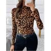 imageSOLY HUX Womens Leopard Print Tops Mock Neck Long Sleeve Going Out Tops Y2K Fitted Shirt Mesh Cheetah Print TopRust Brown Leopard