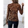 imageSOLY HUX Womens Leopard Print Tops Mock Neck Long Sleeve Going Out Tops Y2K Fitted Shirt Mesh Cheetah Print TopRust Brown Leopard