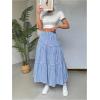 imageSOLY HUX Womens Maxi Skirt Elastic High Waist Ruffle Hem Casual Long SkirtsBlue Plaid