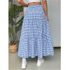 imageSOLY HUX Womens Maxi Skirt Elastic High Waist Ruffle Hem Casual Long SkirtsBlue Plaid