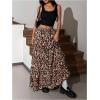 imageSOLY HUX Womens Maxi Skirt Elastic High Waist Ruffle Hem Casual Long SkirtsMulticoloured Leopard