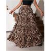 imageSOLY HUX Womens Maxi Skirt Elastic High Waist Ruffle Hem Casual Long SkirtsMulticoloured Leopard