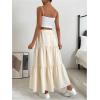 imageSOLY HUX Womens Maxi Skirt Elastic High Waist Ruffle Hem Casual Long SkirtsPlain Apricot