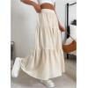 imageSOLY HUX Womens Maxi Skirt Elastic High Waist Ruffle Hem Casual Long SkirtsPlain Apricot