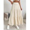imageSOLY HUX Womens Maxi Skirt Elastic High Waist Ruffle Hem Casual Long SkirtsPlain Apricot