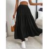 imageSOLY HUX Womens Maxi Skirt Elastic High Waist Ruffle Hem Casual Long SkirtsPlain Black