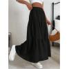 imageSOLY HUX Womens Maxi Skirt Elastic High Waist Ruffle Hem Casual Long SkirtsPlain Black