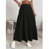 imageSOLY HUX Womens Maxi Skirt Elastic High Waist Ruffle Hem Casual Long SkirtsPlain Black