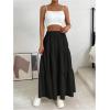 imageSOLY HUX Womens Maxi Skirt Elastic High Waist Ruffle Hem Casual Long SkirtsPlain Black