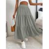 imageSOLY HUX Womens Maxi Skirt Elastic High Waist Ruffle Hem Casual Long SkirtsPlain Grey