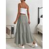 imageSOLY HUX Womens Maxi Skirt Elastic High Waist Ruffle Hem Casual Long SkirtsPlain Grey