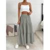 imageSOLY HUX Womens Maxi Skirt Elastic High Waist Ruffle Hem Casual Long SkirtsPlain Grey