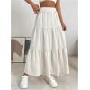 imageSOLY HUX Womens Maxi Skirt Elastic High Waist Ruffle Hem Casual Long SkirtsPlain White