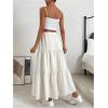 imageSOLY HUX Womens Maxi Skirt Elastic High Waist Ruffle Hem Casual Long SkirtsPlain White