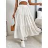 imageSOLY HUX Womens Maxi Skirt Elastic High Waist Ruffle Hem Casual Long SkirtsPlain White