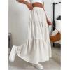 imageSOLY HUX Womens Maxi Skirt Elastic High Waist Ruffle Hem Casual Long SkirtsPlain White