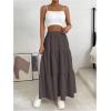 imageSOLY HUX Womens Maxi Skirt Elastic High Waist Ruffle Hem Casual Long SkirtsPure Coffee Brown