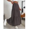 imageSOLY HUX Womens Maxi Skirt Elastic High Waist Ruffle Hem Casual Long SkirtsPure Coffee Brown