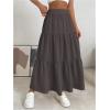 imageSOLY HUX Womens Maxi Skirt Elastic High Waist Ruffle Hem Casual Long SkirtsPure Coffee Brown