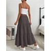 imageSOLY HUX Womens Maxi Skirt Elastic High Waist Ruffle Hem Casual Long SkirtsPure Coffee Brown