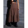 imageSOLY HUX Womens Maxi Skirt Elastic High Waist Ruffle Hem Casual Long SkirtsSolid Coffee Brown