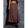 imageSOLY HUX Womens Maxi Skirt Elastic High Waist Ruffle Hem Casual Long SkirtsSolid Coffee Brown