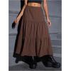 imageSOLY HUX Womens Maxi Skirt Elastic High Waist Ruffle Hem Casual Long SkirtsSolid Coffee Brown