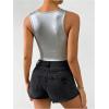 imageSOLY HUX Womens Metallic Crop Tank Top Crew Neck Sleeveless Slim Fit Party Club TopsSolid Silver
