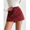imageSOLY HUX Womens Plaid Mini Tweed Skirt High Waisted A Line Y2k Going Out SkirtsRed Plaid