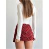 imageSOLY HUX Womens Plaid Mini Tweed Skirt High Waisted A Line Y2k Going Out SkirtsRed Plaid